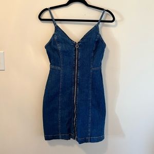 Denim Zipper Front Dress